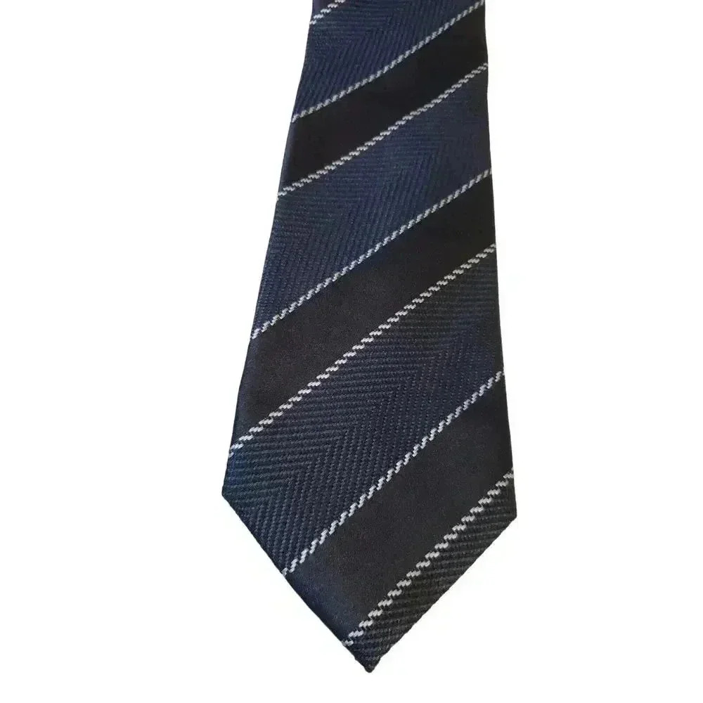 Tasso Elba Luxury Navy Striped Textured Neck Tie 100% Silk Business Church Work